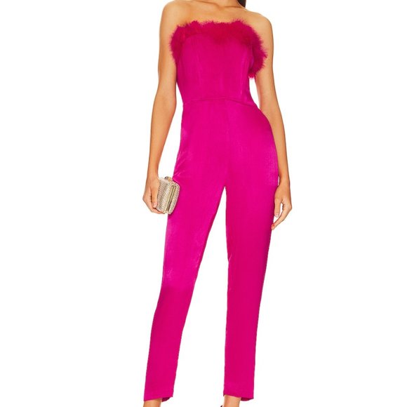 NWT. SAYLOR Strapless Jumpsuit Feather Jumpsuit